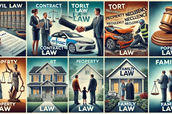 What are the four most common types of civil law?