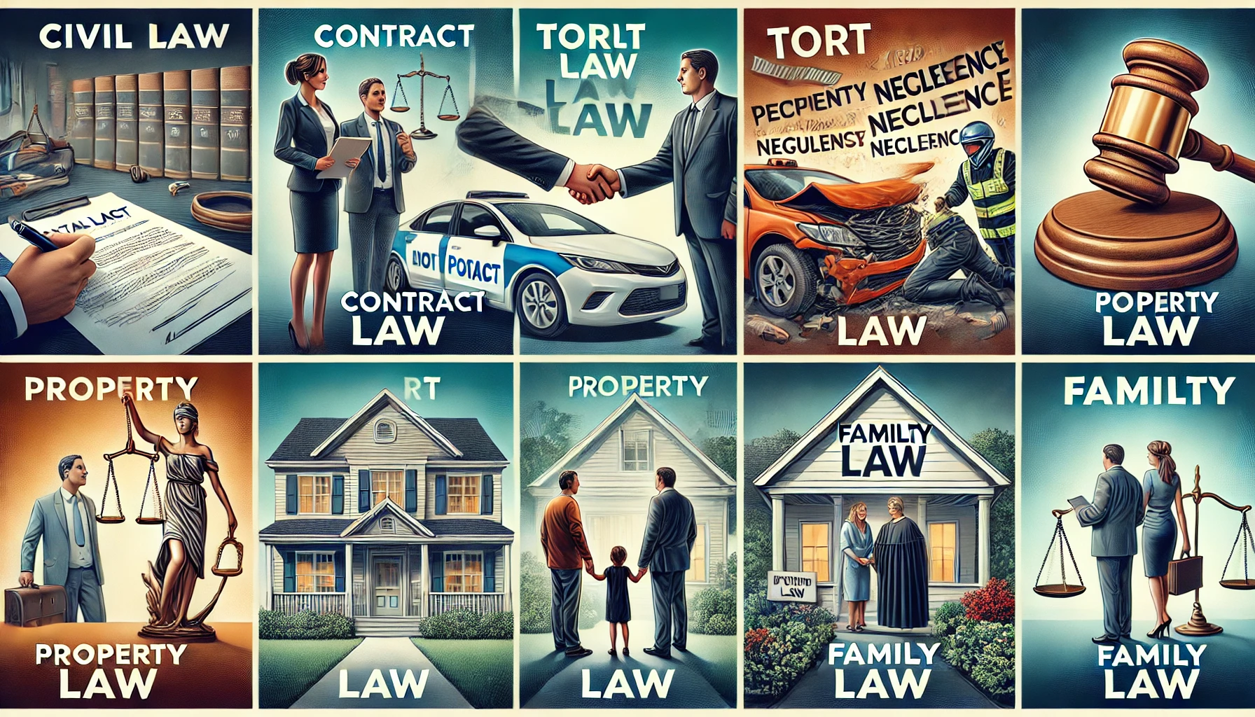 What are the four most common types of civil law?